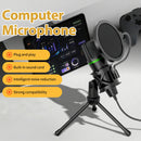 Microfone condensador USB com fio para PC, computador, laptop, acessórios profissionais para jogos, streaming de áudio ao vivo, podcast, gravação RGB
