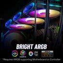 Ventoinha para CPU PRISM 4 PRO ARGB, 4 pinos PWM, silenciosa, para gabinete, 120 mm, espelhamento infinito, 5 V, 3 pinos, sincronização de luz da placa-mãe.