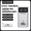 Bateria Externa MOVESPEED M25Pro de 140W e 25000mAh com Carregamento Rápido PD Tipo C para MacBook e Laptop Lenovo