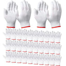 Luvas de trabalho de segurança com aderência e proteção, luvas de trabalho masculinas e femininas para churrasco, algodão grosso branco, pacote com 12 pares