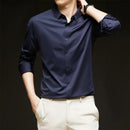 Camisa masculina de manga comprida, estilo casual de negócios, cor sólida, resistente a amassados, confortável e versátil para todas as estações.