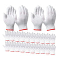 Luvas de trabalho de segurança com aderência e proteção, luvas de trabalho masculinas e femininas para churrasco, algodão grosso branco, pacote com 12 pares