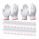 Luvas de trabalho de segurança com aderência e proteção, luvas de trabalho masculinas e femininas para churrasco, algodão grosso branco, pacote com 12 pares