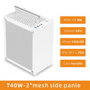 Gabinete METALFISH T40 Mini ITX de 7L com painel lateral em acrílico ou mesh e alça para transporte. Suporta fonte SFX e placa de vídeo de 206mm.