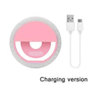Anel de luz LED para selfies, lâmpada portátil com clipe para celular, carregamento USB, flash LED para câmeras fotográficas de smartphones.