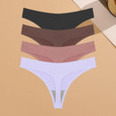 Conjunto de 4 calcinhas femininas ultrafinas e sem costura, invisíveis, fio dental sexy em seda gelada, cintura baixa, respiráveis, estilo biquíni, lingerie elástica.