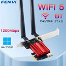 Adaptador de rede sem fio FENVI WiFi 5 PCI-E AC1200 Dual Band 2.4G/5GHz 802.11AC para Bluetooth 4.0 Desktop Windows 7/8/10/11