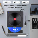 Leitor de Blu-ray externo, USB 3.0 e Type-C, gravador de DVD/CD – Leitor de Blu-ray portátil para laptop, Windows/Linux/Mac OS