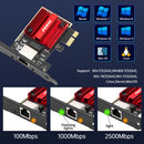 Placa de Rede FENVI 2.5G PCI-E para RJ45 com Chip RTL8125B, 100/1000Mbps, Controladora LAN Ethernet com Fio de 2.5Gbps para Win7/8/10/11