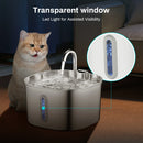 Fonte de água automática ZYFeeder 2.2L para gatos, quadrada, em aço inoxidável, com visor (sem plugue 5V 1A)
