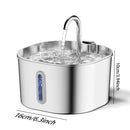 Fonte de água automática ZYFeeder 2.2L para gatos, quadrada, em aço inoxidável, com visor (sem plugue 5V 1A)