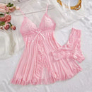 Conjunto de 2 peças: camisola de renda feminina, roupa de dormir requintada, nova, verde, pijama noturno, camisola transparente com fenda, decote em V, conjunto de sutiã e calcinha.