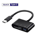 Leitor de cartões multifuncional 3 em 1 USB/Tipo C com OTG, compatível com cartões SD e TF, leitor de cartões de memória USB para MacBook, laptop e Samsung.