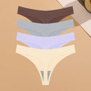 Conjunto de 4 calcinhas femininas ultrafinas e sem costura, invisíveis, fio dental sexy em seda gelada, cintura baixa, respiráveis, estilo biquíni, lingerie elástica.