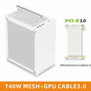 Gabinete METALFISH T40 Mini ITX de 7L com painel lateral em acrílico ou mesh e alça para transporte. Suporta fonte SFX e placa de vídeo de 206mm.