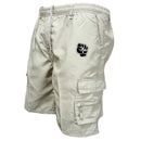 Bermuda masculina de verão, estilo militar, em algodão de alta qualidade, com vários bolsos, ideal para uso casual em atividades ao ar livre.