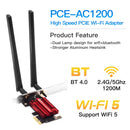 Adaptador de rede sem fio FENVI WiFi 5 PCI-E AC1200 Dual Band 2.4G/5GHz 802.11AC para Bluetooth 4.0 Desktop Windows 7/8/10/11