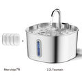 Fonte de água automática ZYFeeder 2.2L para gatos, quadrada, em aço inoxidável, com visor (sem plugue 5V 1A)