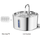 Fonte de água automática ZYFeeder 2.2L para gatos, quadrada, em aço inoxidável, com visor (sem plugue 5V 1A)