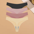 Conjunto de 4 calcinhas femininas ultrafinas e sem costura, invisíveis, fio dental sexy em seda gelada, cintura baixa, respiráveis, estilo biquíni, lingerie elástica.