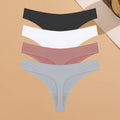 Conjunto de 4 calcinhas femininas ultrafinas e sem costura, invisíveis, fio dental sexy em seda gelada, cintura baixa, respiráveis, estilo biquíni, lingerie elástica.