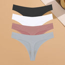 Conjunto de 4 calcinhas femininas ultrafinas e sem costura, invisíveis, fio dental sexy em seda gelada, cintura baixa, respiráveis, estilo biquíni, lingerie elástica.
