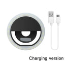 Anel de luz LED para selfies, lâmpada portátil com clipe para celular, carregamento USB, flash LED para câmeras fotográficas de smartphones.