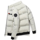 Casaco curto masculino grosso e quente para outono e inverno, jaqueta casual masculina estampada com zíper à prova de vento para atividades ao ar livre, tamanhos M-5XL.