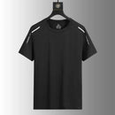 Camiseta de corrida refletiva de manga curta em seda gelada de secagem rápida, fina e respirável, ideal para o verão. Perfeita para atividades físicas e esportes.