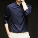 Camisa masculina de manga comprida, estilo casual de negócios, cor sólida, resistente a amassados, confortável e versátil para todas as estações.
