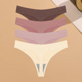 Conjunto de 4 calcinhas femininas ultrafinas e sem costura, invisíveis, fio dental sexy em seda gelada, cintura baixa, respiráveis, estilo biquíni, lingerie elástica.
