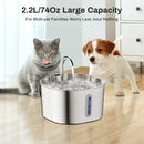 Fonte de água automática ZYFeeder 2.2L para gatos, quadrada, em aço inoxidável, com visor (sem plugue 5V 1A)