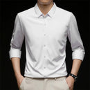 Camisa masculina de manga comprida, estilo casual de negócios, cor sólida, resistente a amassados, confortável e versátil para todas as estações.