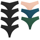 Conjunto de 7 peças de lingerie sexy feminina, calcinhas sem costura de seda, fio dental elástico, tangas discretas e estilosas.