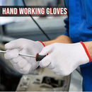 Luvas de trabalho de segurança com aderência e proteção, luvas de trabalho masculinas e femininas para churrasco, algodão grosso branco, pacote com 12 pares
