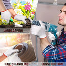 Luvas de trabalho de segurança com aderência e proteção, luvas de trabalho masculinas e femininas para churrasco, algodão grosso branco, pacote com 12 pares