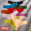 Conjunto de 7 peças de lingerie sexy feminina, calcinhas sem costura de seda, fio dental elástico, tangas discretas e estilosas.
