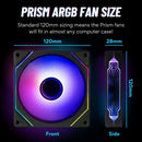 Ventoinha para CPU PRISM 4 PRO ARGB, 4 pinos PWM, silenciosa, para gabinete, 120 mm, espelhamento infinito, 5 V, 3 pinos, sincronização de luz da placa-mãe.