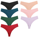 Conjunto de 7 peças de lingerie sexy feminina, calcinhas sem costura de seda, fio dental elástico, tangas discretas e estilosas.