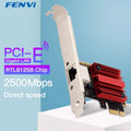 Placa de Rede FENVI 2.5G PCI-E para RJ45 com Chip RTL8125B, 100/1000Mbps, Controladora LAN Ethernet com Fio de 2.5Gbps para Win7/8/10/11