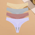 Conjunto de 4 calcinhas femininas ultrafinas e sem costura, invisíveis, fio dental sexy em seda gelada, cintura baixa, respiráveis, estilo biquíni, lingerie elástica.
