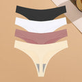 Conjunto de 4 calcinhas femininas ultrafinas e sem costura, invisíveis, fio dental sexy em seda gelada, cintura baixa, respiráveis, estilo biquíni, lingerie elástica.