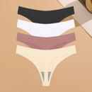 Conjunto de 4 calcinhas femininas ultrafinas e sem costura, invisíveis, fio dental sexy em seda gelada, cintura baixa, respiráveis, estilo biquíni, lingerie elástica.
