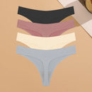 Conjunto de 4 calcinhas femininas ultrafinas e sem costura, invisíveis, fio dental sexy em seda gelada, cintura baixa, respiráveis, estilo biquíni, lingerie elástica.