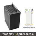 Gabinete METALFISH T40 Mini ITX de 7L com painel lateral em acrílico ou mesh e alça para transporte. Suporta fonte SFX e placa de vídeo de 206mm.