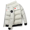 Casaco curto masculino grosso e quente para outono e inverno, jaqueta casual masculina estampada com zíper à prova de vento para atividades ao ar livre, tamanhos M-5XL.
