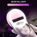 Anel de luz LED para selfies, lâmpada portátil com clipe para celular, carregamento USB, flash LED para câmeras fotográficas de smartphones.