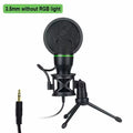 Microfone condensador USB com fio para PC, computador, laptop, acessórios profissionais para jogos, streaming de áudio ao vivo, podcast, gravação RGB