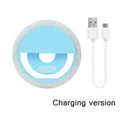Anel de luz LED para selfies, lâmpada portátil com clipe para celular, carregamento USB, flash LED para câmeras fotográficas de smartphones.