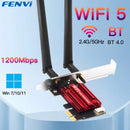 Adaptador de rede sem fio FENVI WiFi 5 PCI-E AC1200 Dual Band 2.4G/5GHz 802.11AC para Bluetooth 4.0 Desktop Windows 7/8/10/11